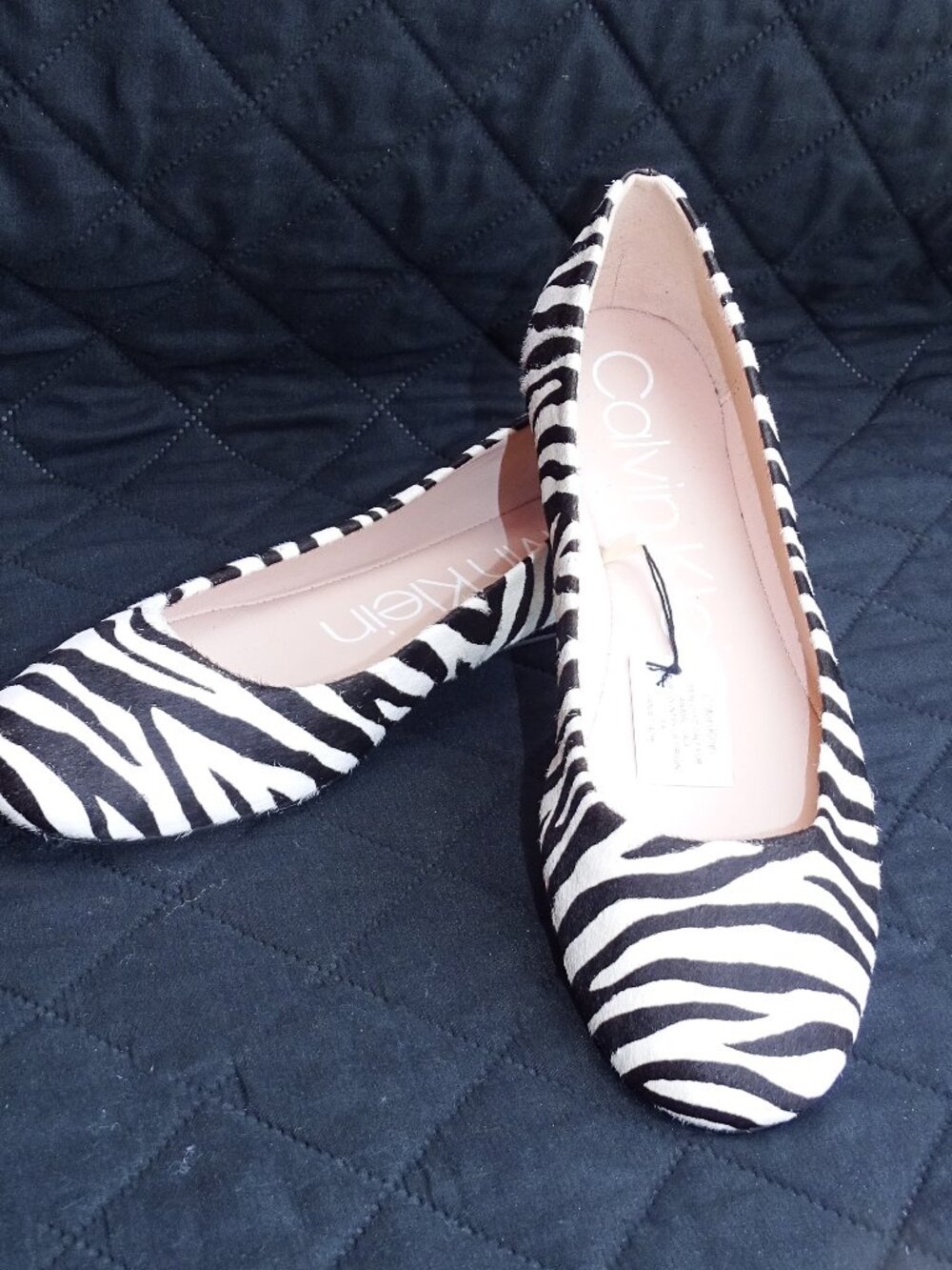 Calvin Klein Zebra Fur Print Flats Size 8 1/2M